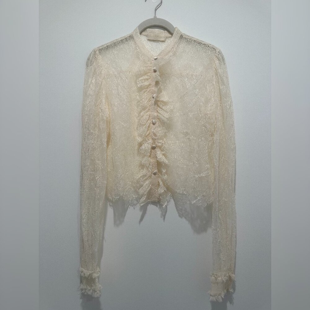 Ulla Johnson Cecile Ruffle Sheer Lace Top - SIZE 4
